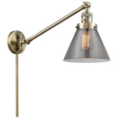 Innovations Lighting Franklin Restoration Cone 8" Antique Brass Swing Arm W/ Plated Smoke S