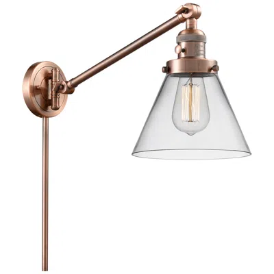Innovations Lighting Franklin Restoration Cone 8" Antique Copper Swing Arm W/ Clear Shade