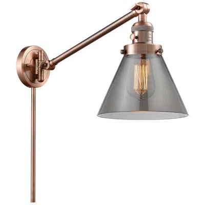 Innovations Lighting Franklin Restoration Cone 8" Antique Copper Swing Arm W/ Plated Smoke