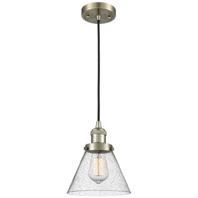 Innovations Lighting Franklin Restoration Cone 8" Brass Corded Mini Pendant W/ Seedy Shade