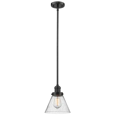 Innovations Lighting Franklin Restoration Cone 8" Bronze Stemmed Mini Pendant W/ Seedy Shad
