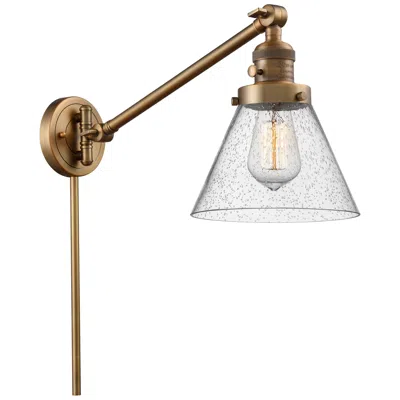 Innovations Lighting Franklin Restoration Cone 8" Brushed Brass Swing Arm W/ Seedy Shade