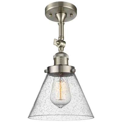 Innovations Lighting Franklin Restoration Cone 8" Brushed Nickel Semi Flush Mount W/ Seedy