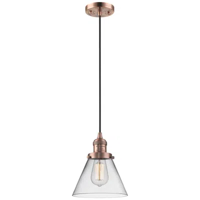 Innovations Lighting Franklin Restoration Cone 8" Copper Corded Mini Pendant W/ Clear Shade