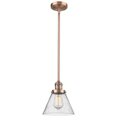 Innovations Lighting Franklin Restoration Cone 8" Copper Stemmed Mini Pendant W/ Seedy Shad