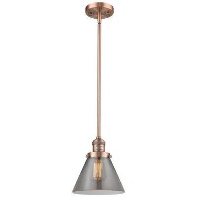 Innovations Lighting Franklin Restoration Cone 8" Copper Stemmed Mini Pendant W/ Smoke Shad
