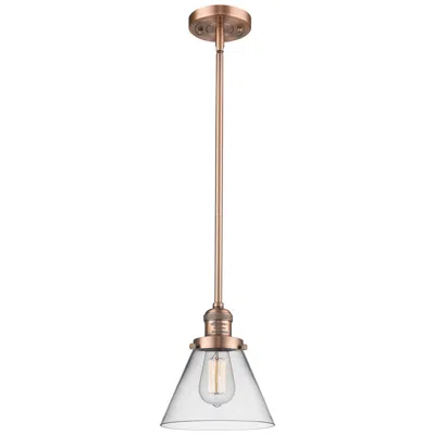 Innovations Lighting Franklin Restoration Cone 8" Led Mini Pendant - Antique Copper - Clear