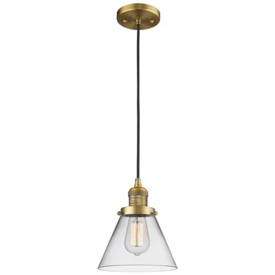 Innovations Lighting Franklin Restoration Cone 8" Led Mini Pendant - Brushed Brass - Clear
