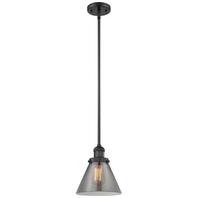 Innovations Lighting Franklin Restoration Cone 8" Led Mini Pendant - Matte Black - Plated Smoke