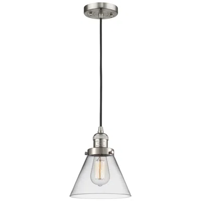 Innovations Lighting Franklin Restoration Cone 8" Led Mini Pendant - Satin Nickel - Clear
