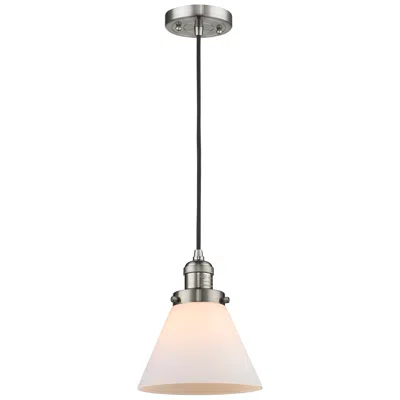 Innovations Lighting Franklin Restoration Cone 8" Led Mini Pendant - Satin Nickel - Matte White