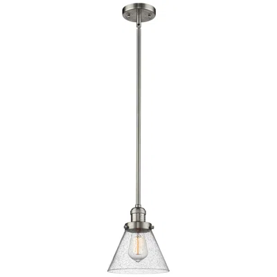 Innovations Lighting Franklin Restoration Cone 8" Led Mini Pendant - Satin Nickel - Seedy
