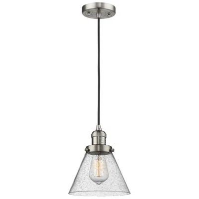 Innovations Lighting Franklin Restoration Cone 8" Led Mini Pendant - Satin Nickel - Seedy