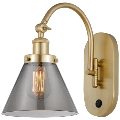 Innovations Lighting Franklin Restoration Cone 8" Led Sconce - Gold Finish - Plated Smoke S