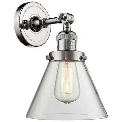 Innovations Lighting Franklin Restoration Cone 8" Led Sconce - Nickel Finish - Clear Shade