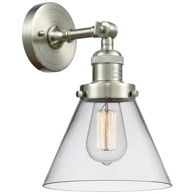 Innovations Lighting Franklin Restoration Cone 8" Led Sconce - Nickel Finish - Clear Shade