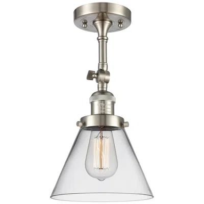 Innovations Lighting Franklin Restoration Cone  8" Led Semi-flush Mount - Satin Nickel - Cl