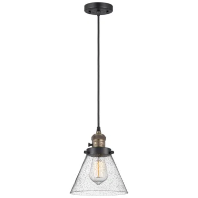 Innovations Lighting Franklin Restoration Cone 8" Mini Pendant - Black Antique Brass - Seedy