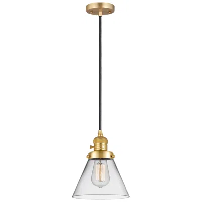 Innovations Lighting Franklin Restoration Cone 8" Mini Pendant - Satin Gold - Clear Shade