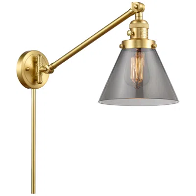 Innovations Lighting Franklin Restoration Cone 8" Satin Gold Swing Arm W/ Plated Smoke Shad