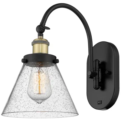 Innovations Lighting Franklin Restoration Cone 8" Seedy Shade Black Brass Incandescent Scon