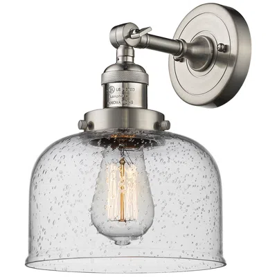 Innovations Lighting Franklin Restoration Large Bell 8" Brushed Nickel Sconce W/ Seedy Shad