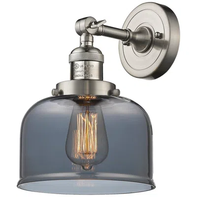 Innovations Lighting Franklin Restoration Large Bell 8" Brushed Nickel Sconce W/ Smoke Shad