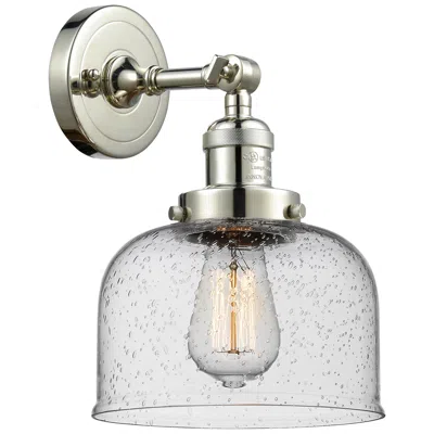Innovations Lighting Franklin Restoration Large Bell 8" Polished Nickel Sconce W/ Seedy Sha