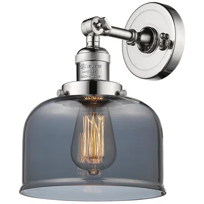 Innovations Lighting Franklin Restoration Large Bell 8" Polished Nickel Sconce W/ Smoke Sha