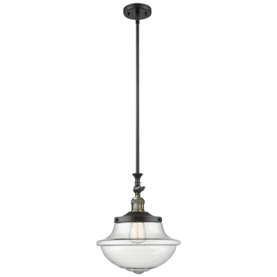 Innovations Lighting Franklin Restoration Oxford 12" Black Brass Mini Pendant W/ Seedy Shad
