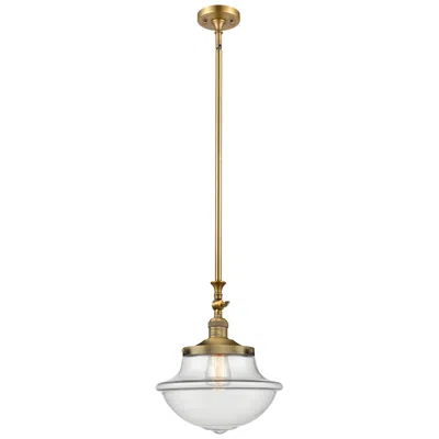 Innovations Lighting Franklin Restoration Oxford 12" Brushed Brass Mini Pendant W/ Clear Sh In Gold