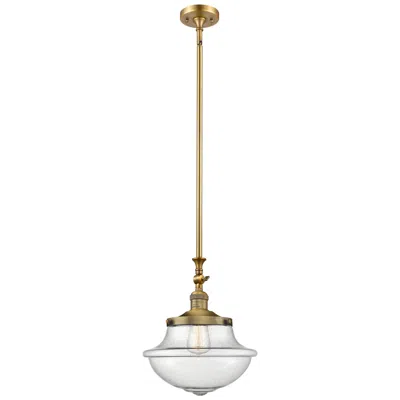 Innovations Lighting Franklin Restoration Oxford 12" Brushed Brass Mini Pendant W/ Seedy Sh In Gold