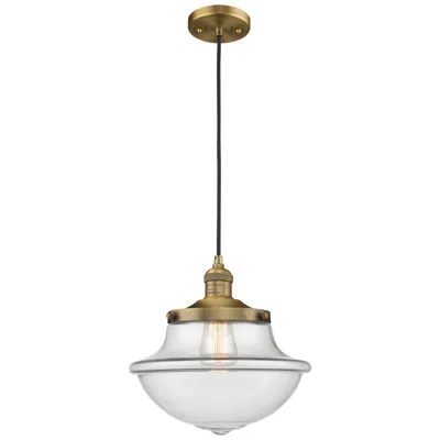 Innovations Lighting Franklin Restoration Oxford 12" Led Mini Pendant - Brushed Brass - Cle In Gold