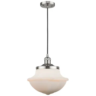 Innovations Lighting Franklin Restoration Oxford 12" Led Mini Pendant - Satin Nickel - Whit