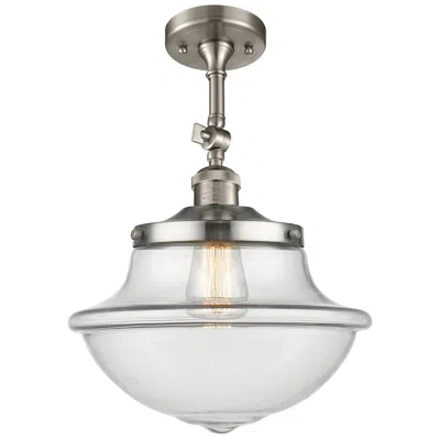 Innovations Lighting Franklin Restoration Oxford  12" Led Semi-flush - Satin Nickel - Clear