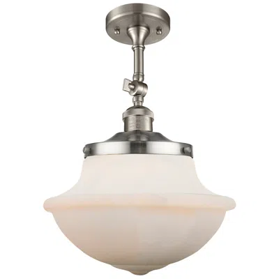Innovations Lighting Franklin Restoration Oxford  12" Led Semi-flush - Satin Nickel - White