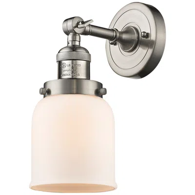 Innovations Lighting Franklin Restoration Small Bell 5" Brushed Nickel Sconce W/ White Shad