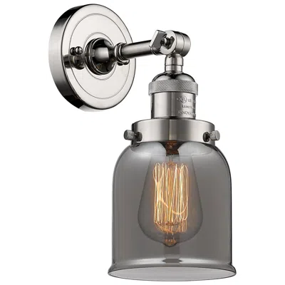 Innovations Lighting Franklin Restoration Small Bell 5" Polished Nickel Sconce W/ Smoke Sha