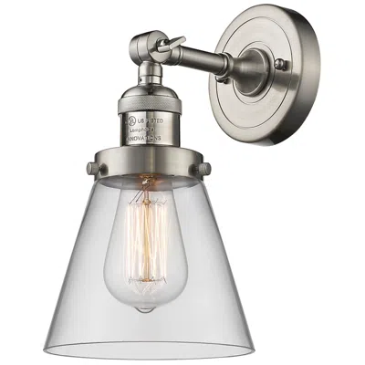 Innovations Lighting Franklin Restoration Small Cone 6" Brushed Nickel Sconce W/ Clear Shad