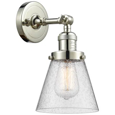 Innovations Lighting Franklin Restoration Small Cone 6" Polished Nickel Sconce W/ Seedy Sha
