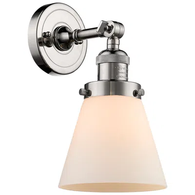 Innovations Lighting Franklin Restoration Small Cone 6" Polished Nickel Sconce W/ White Sha