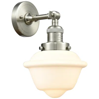 Innovations Lighting Franklin Restoration Small Oxford 8" Brushed Nickel Sconce W/ White Sh