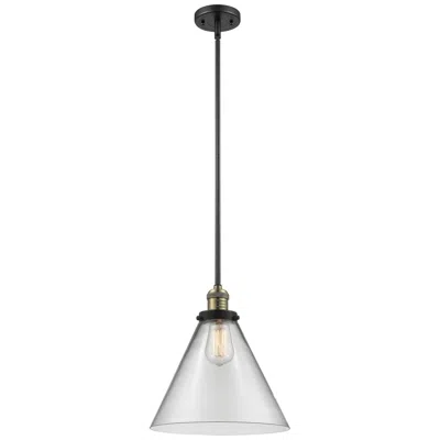 Innovations Lighting Franklin X-large Cone 12" Black Brass Mini Pendant W/ Clear Shade