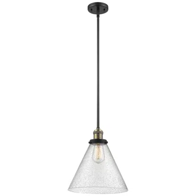 Innovations Lighting Franklin X-large Cone 12" Black Brass Mini Pendant W/ Seedy Shade
