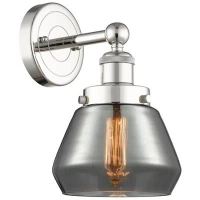 Innovations Lighting Fulton 10"high Polished Nickel Sconce With Plated Smoke Shade