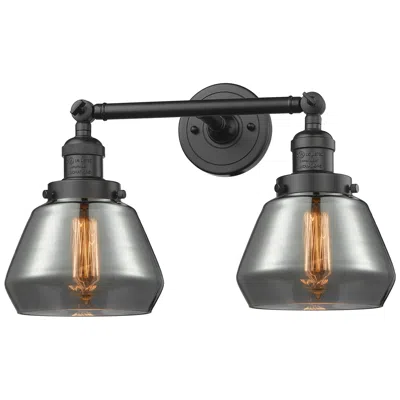Innovations Lighting Fulton 16.5" Wide 2 Light Bronze Bath Vanity Light W/ Plated Smoke Sha