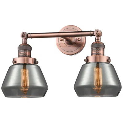 Innovations Lighting Fulton 16.5" Wide 2 Light Copper Bath Vanity Light W/ Plated Smoke Sha