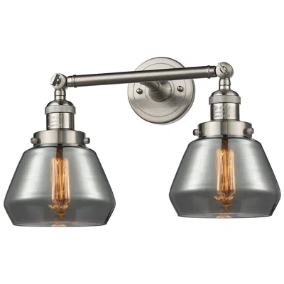 Innovations Lighting Fulton 16.5"w 2 Light Brushed Nickel Bath Light W/ Smoke Shade