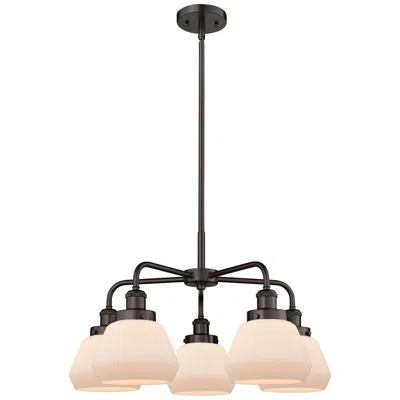 Innovations Lighting Fulton 24.5"w 5 Light Oil Rubbed Bronze Stem Hung Chandelier W/ White