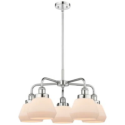 Innovations Lighting Fulton 24.5"w 5 Light Polished Chrome Stem Hung Chandelier W/ White Sh